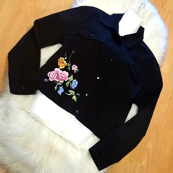 VTG-Lana Erica Floral Applique  Black Jacket - Picture 11 of 15
